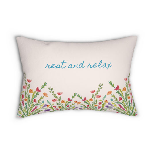 Rest and Relax Spring Bouquet Spun Polyester Lumbar Pillow