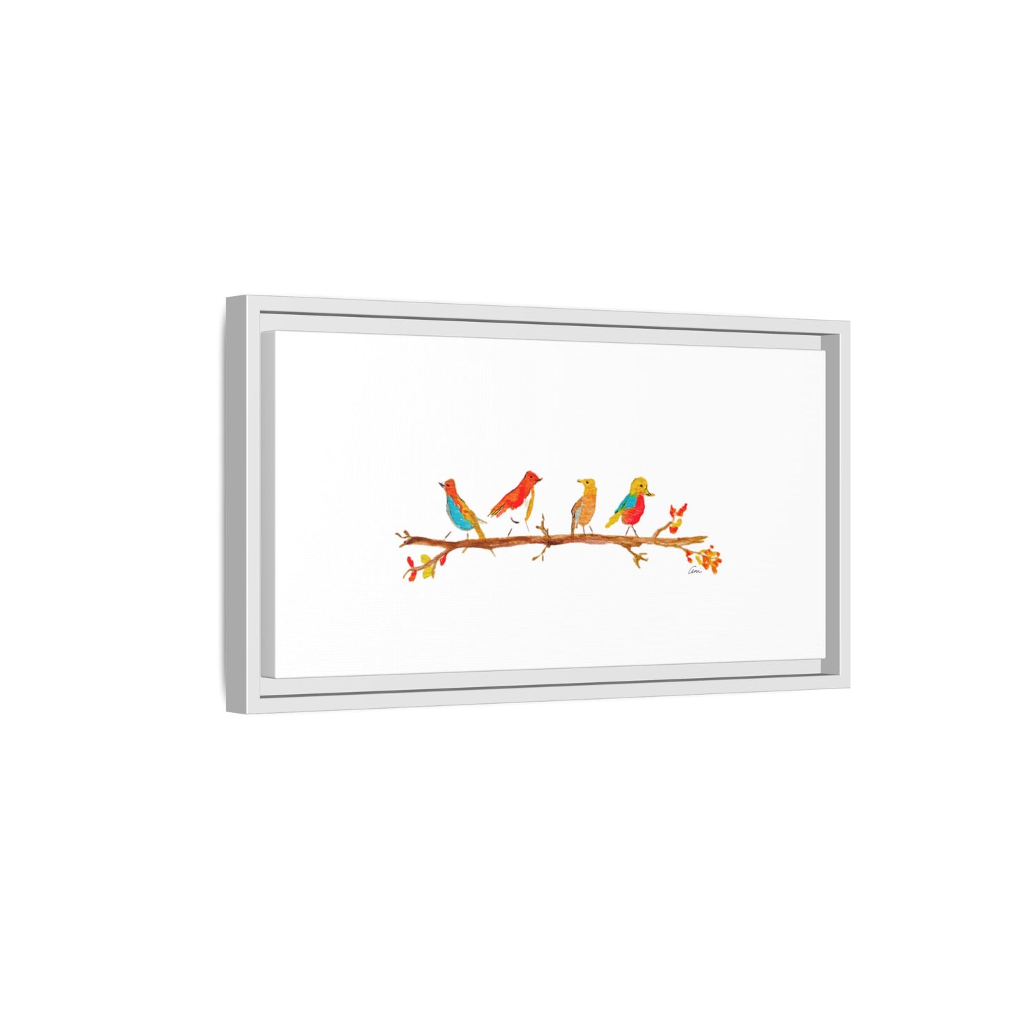 Birds on a Branch Gallery Canvas Print with Frame