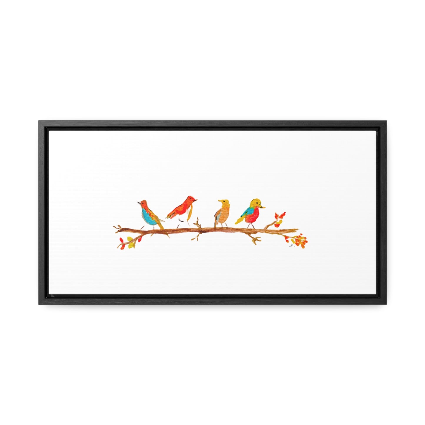 Birds on a Branch Gallery Canvas Wrap with Horizontal Frame