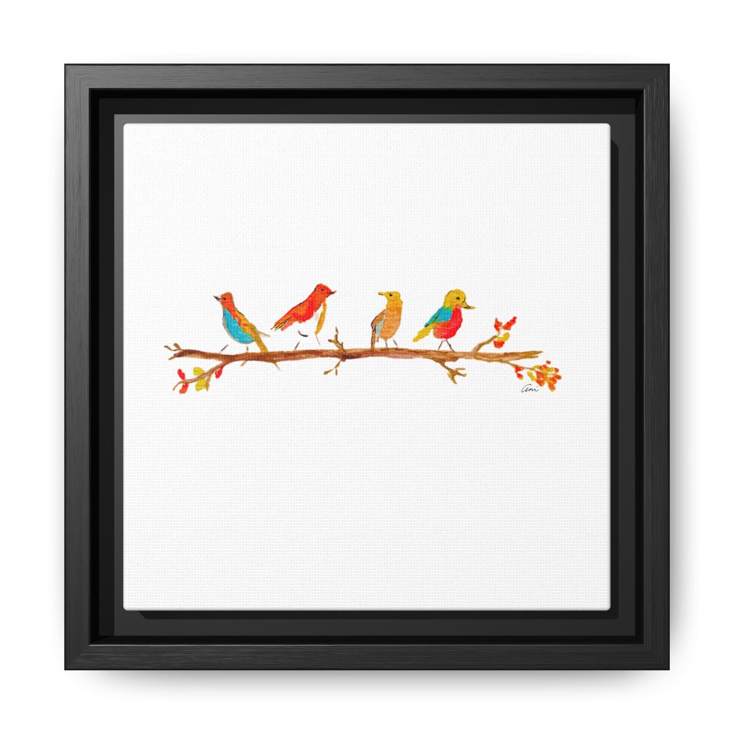 Birds on a Branch Gallery Canvas Print with Frame