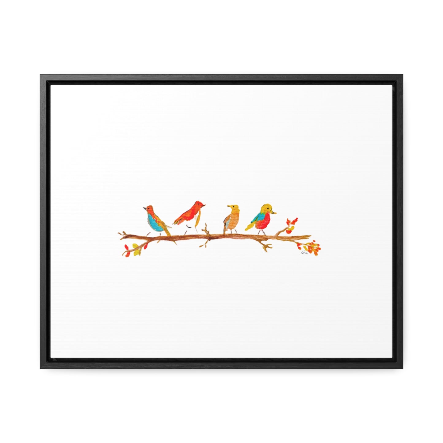 Birds on a Branch Gallery Canvas Wrap with Horizontal Frame