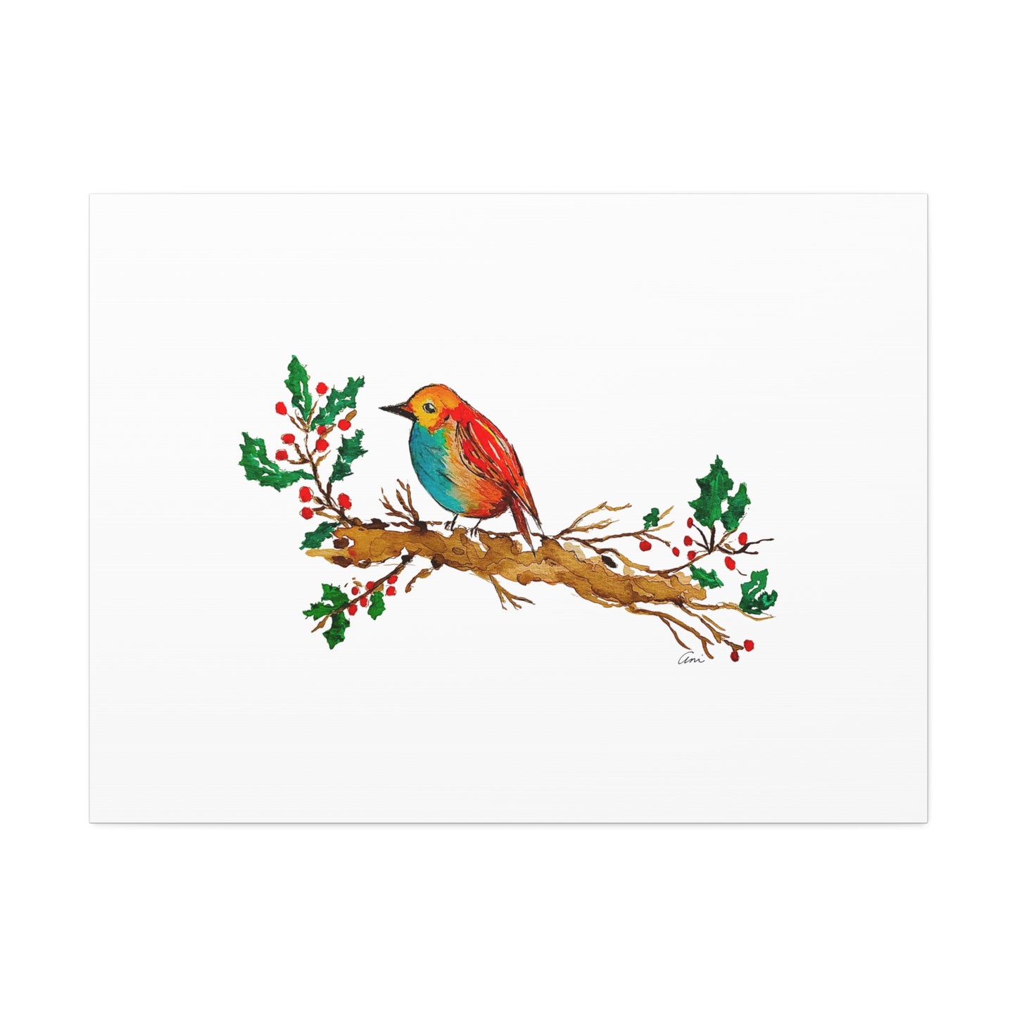 Bright Bird on a Branch Canvas Print