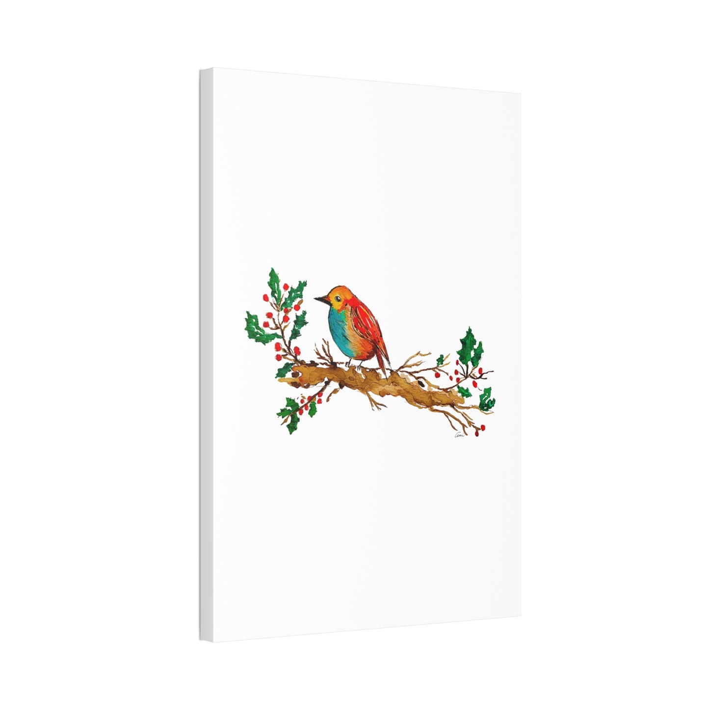Bright Bird on a Branch Canvas Print