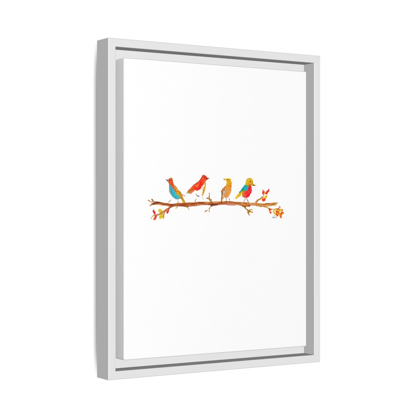 Birds on a Branch Gallery Canvas Print with Frame
