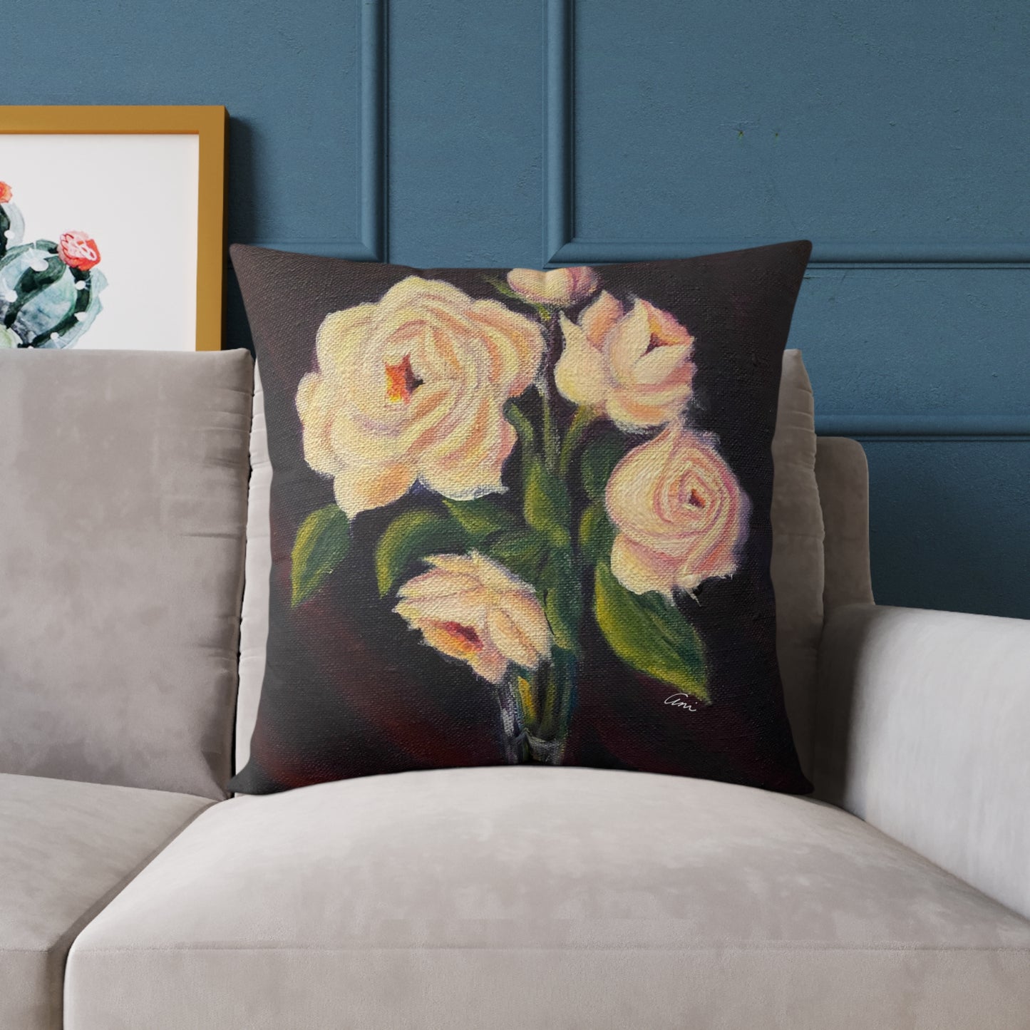 Five Roses Poly Canvas Pillow
