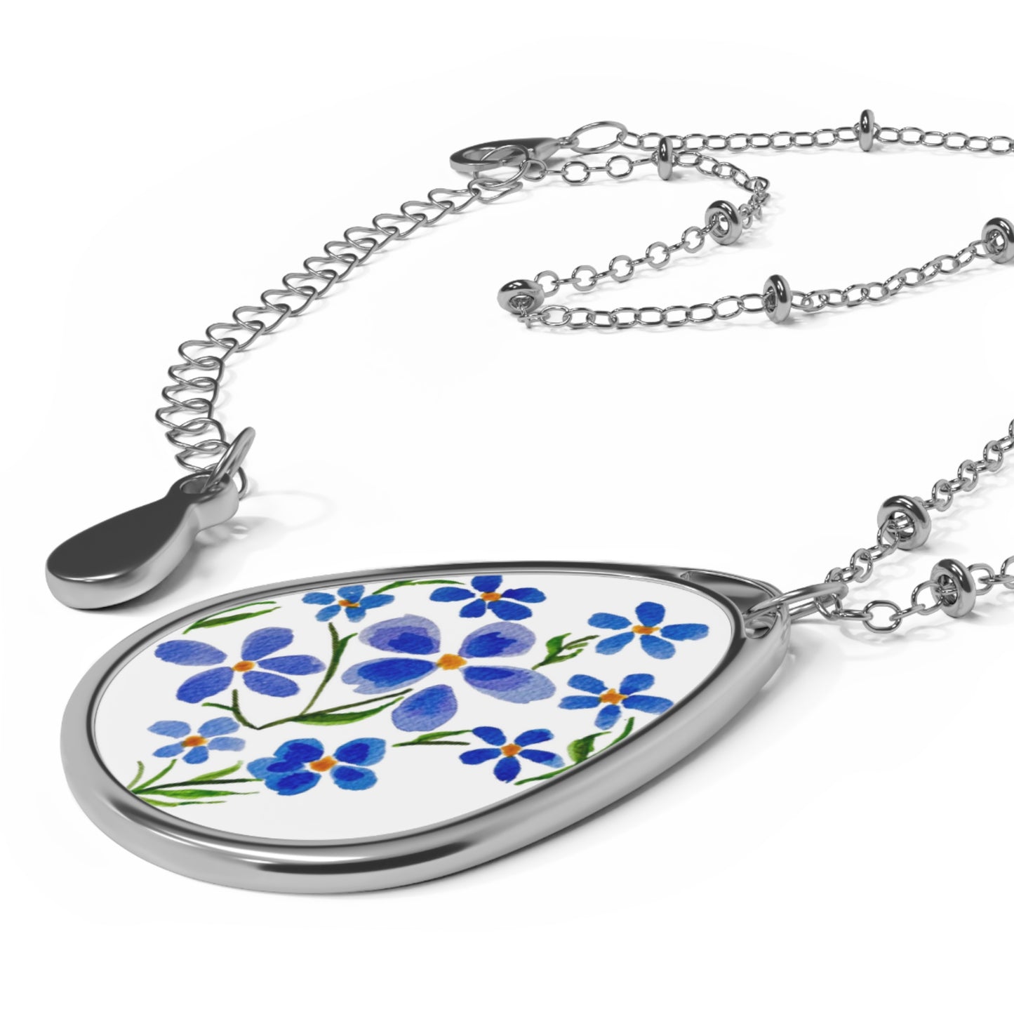 Forget Me Not Oval Necklace