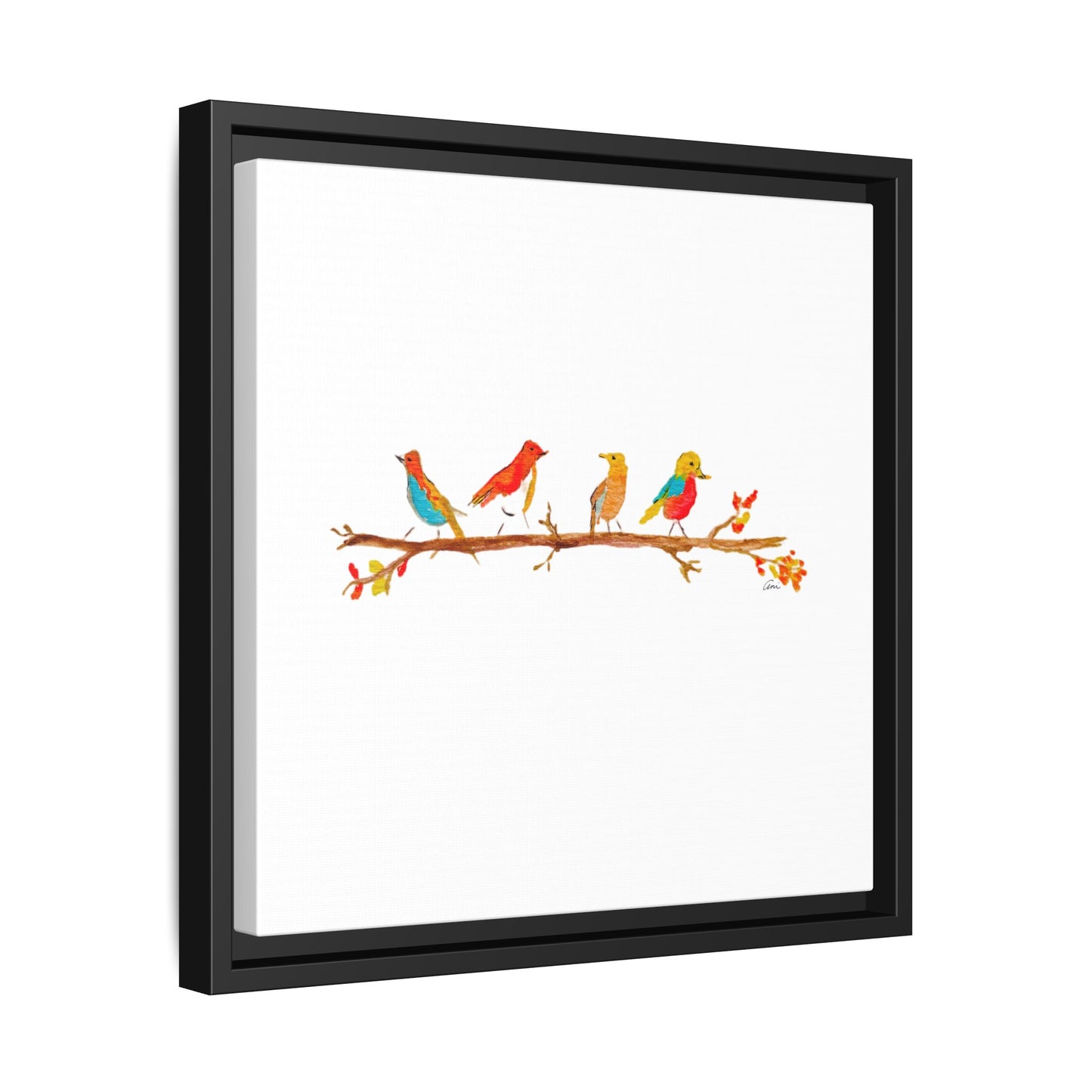 Birds on a Branch Gallery Canvas Print with Frame