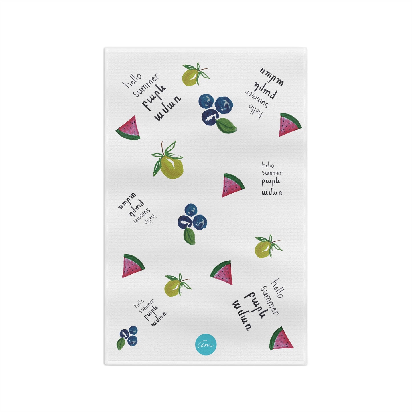 Hello Summer (English and Armenian) Microfiber Tea Towel