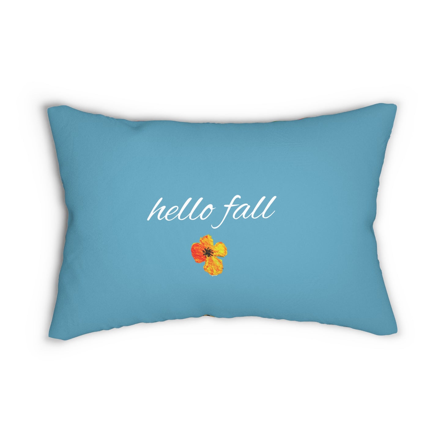 Hello Fall Bouquet Aquamarine Lumbar Pillow