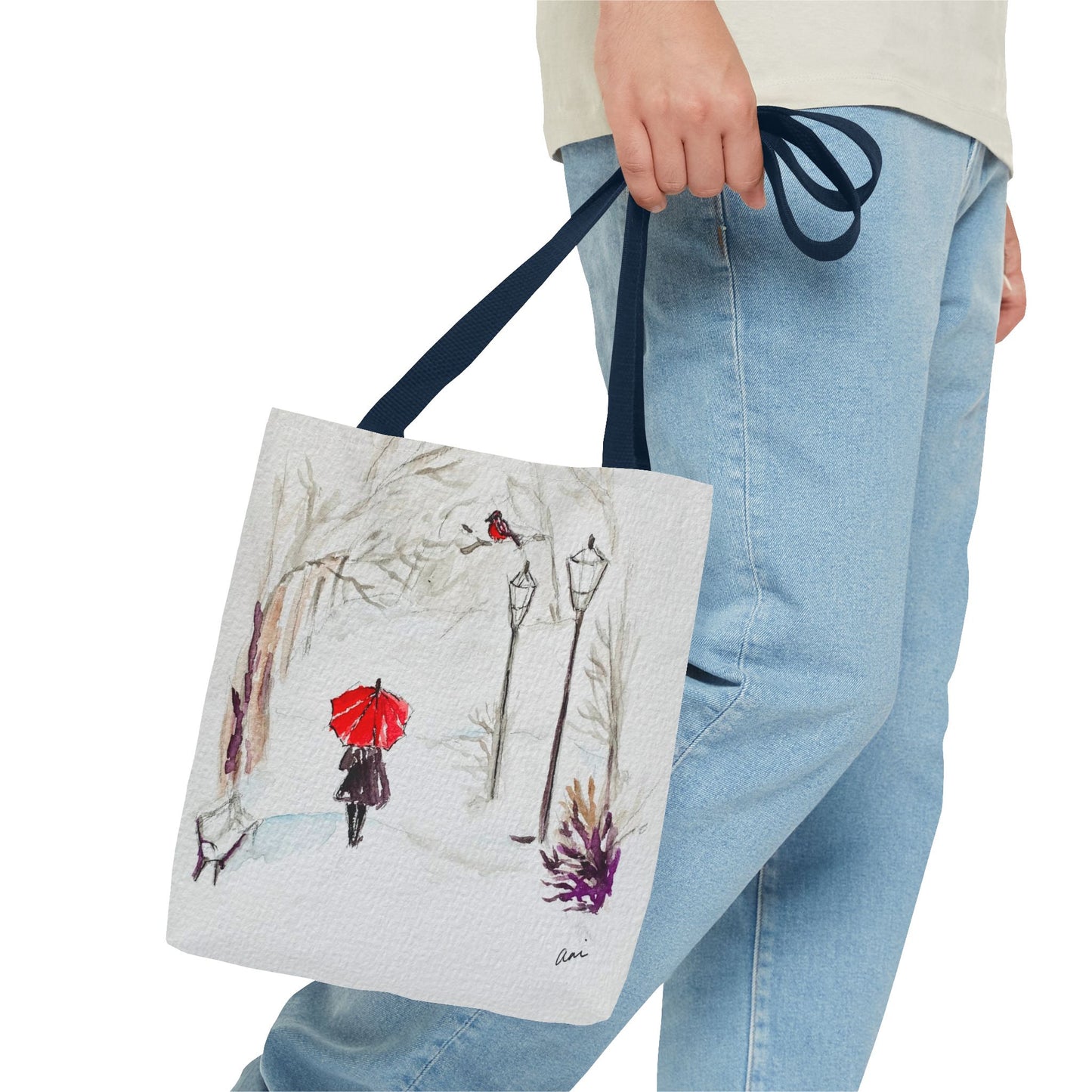 The Red Umbrella Ivory Tote Bag