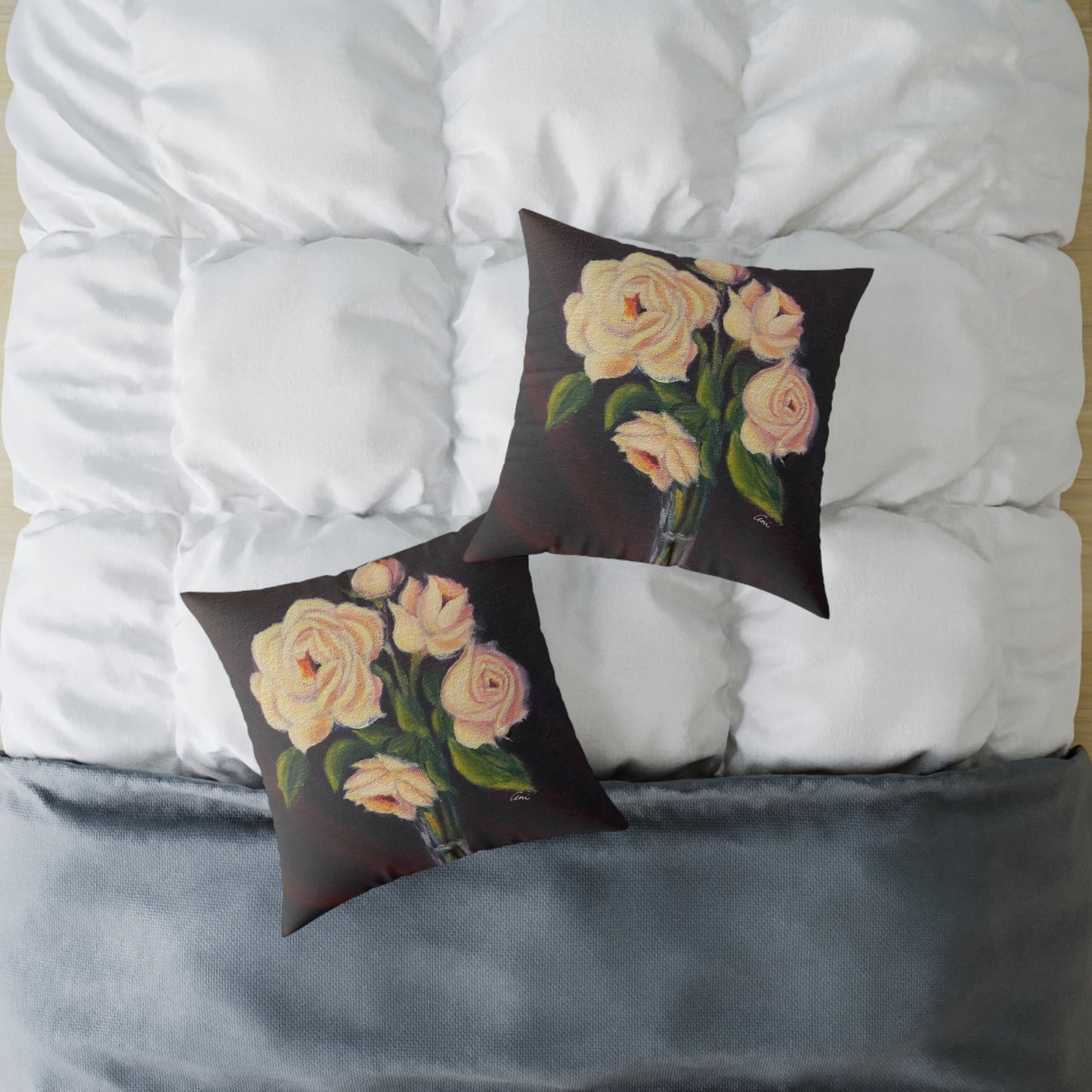 Five Roses Poly Canvas Pillow