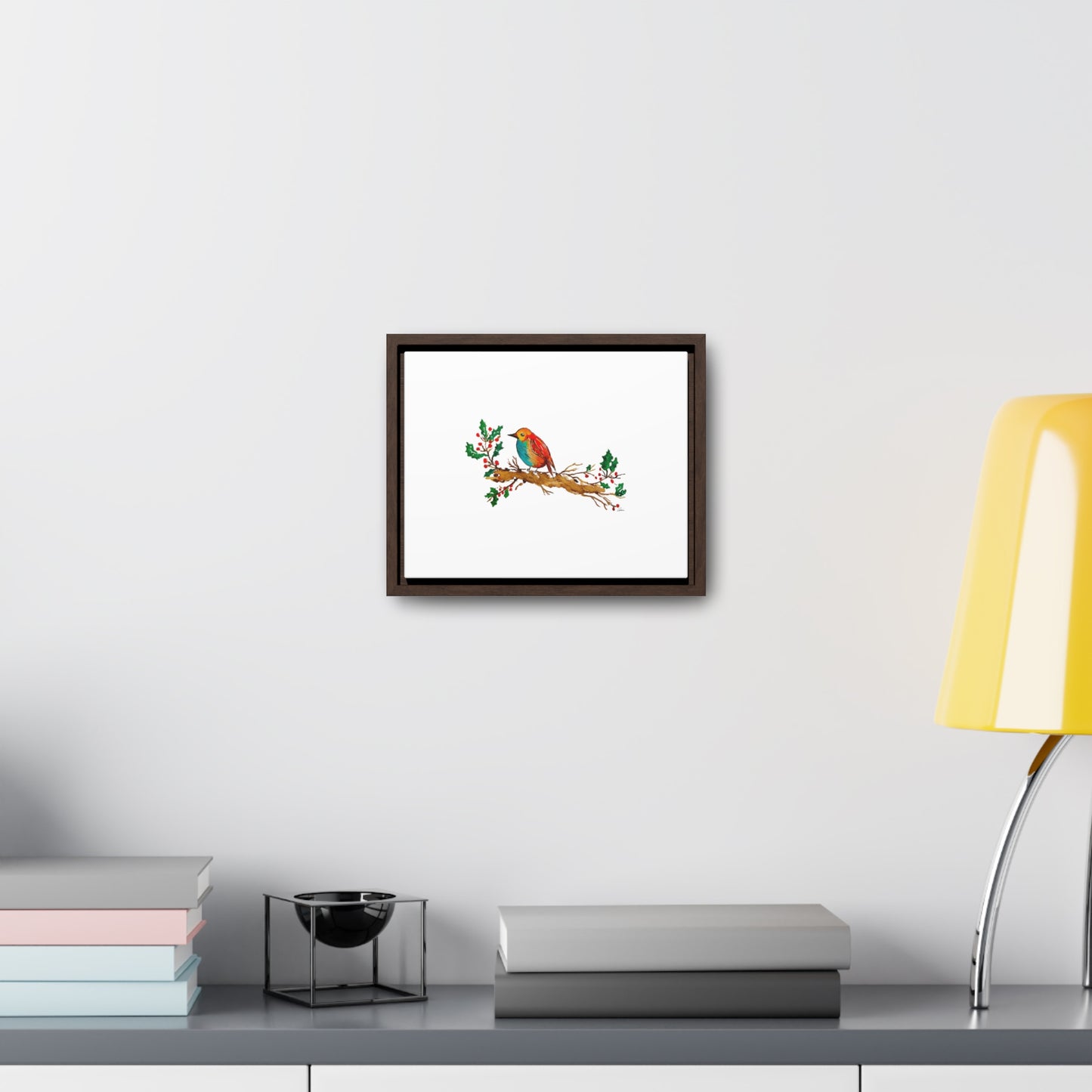 Bright Bird on a Branch Gallery Canvas Wrap with Horizontal Frame