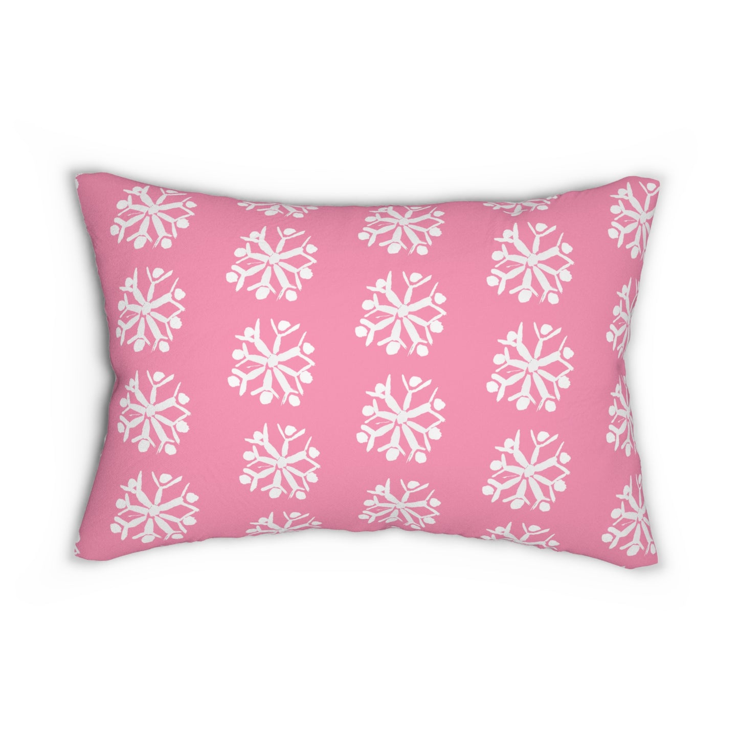 Snowflake Pink Lumbar Pillow