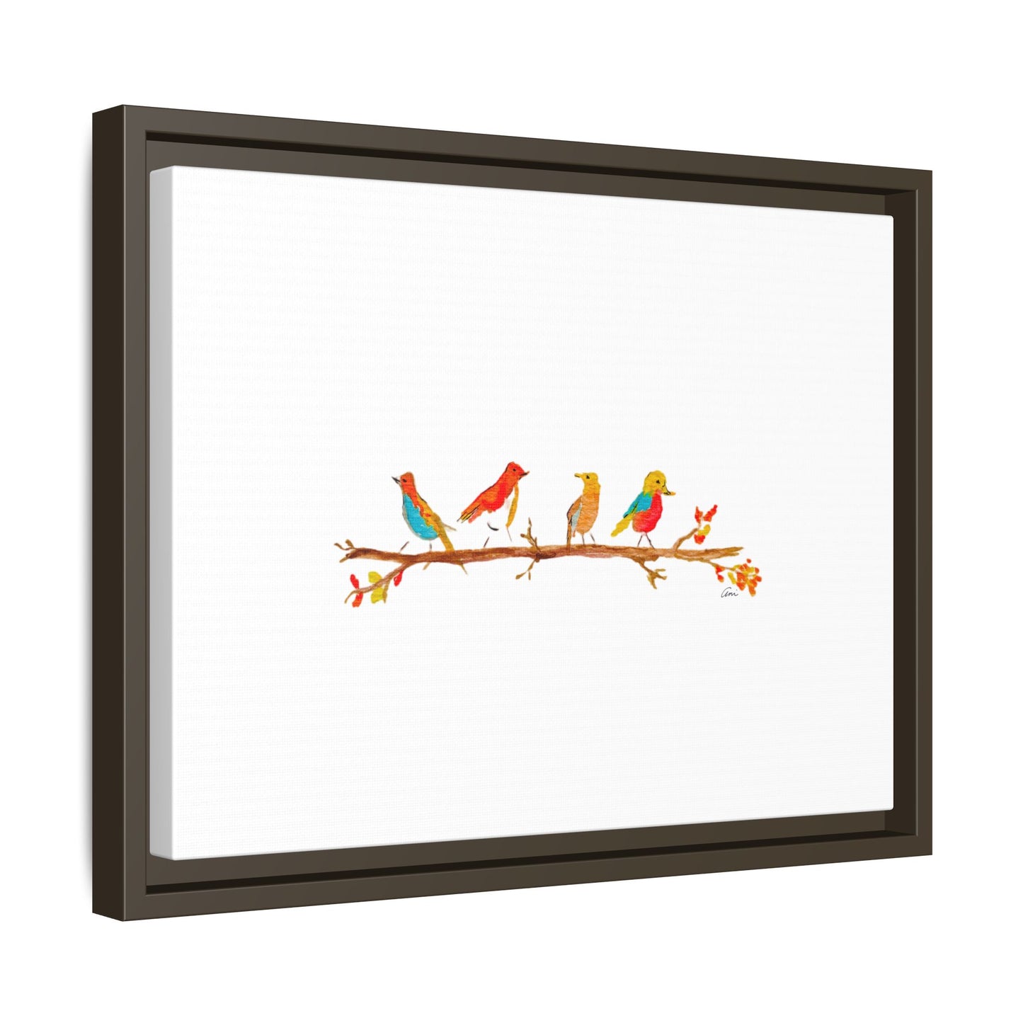 Birds on a Branch Gallery Canvas Print with Frame
