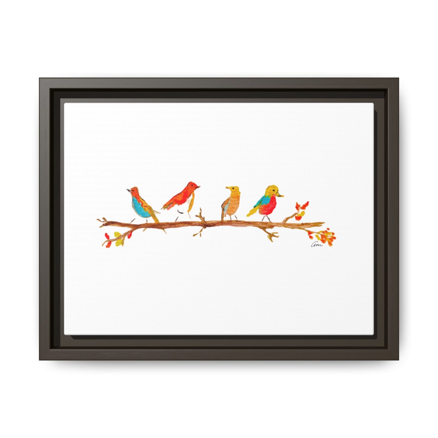 Birds on a Branch Gallery Canvas Print with Frame
