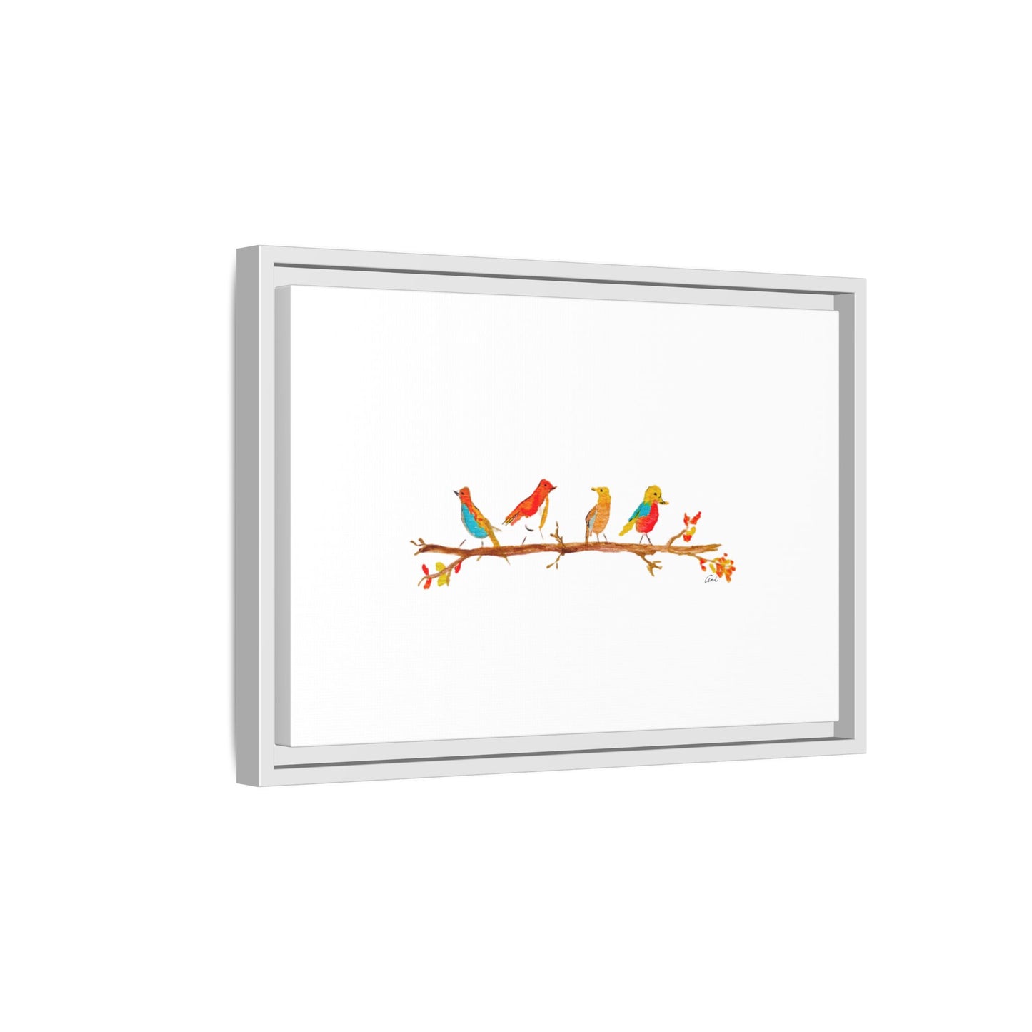 Birds on a Branch Gallery Canvas Print with Frame