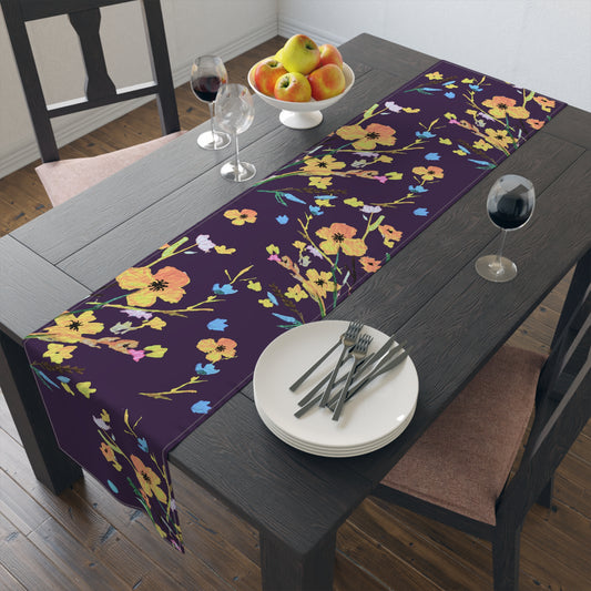 Fall Bouquet Dark Purple Table Runner (Cotton, Polyester)