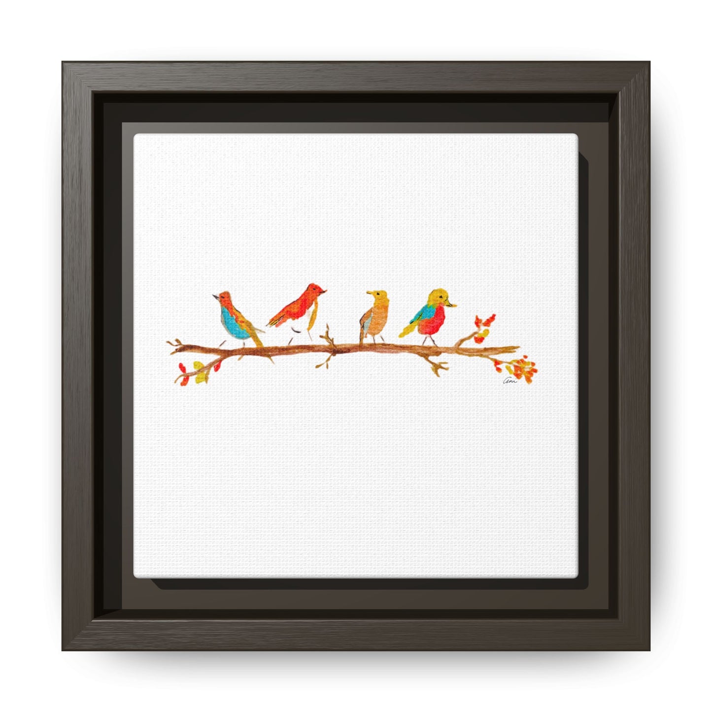 Birds on a Branch Gallery Canvas Print with Frame