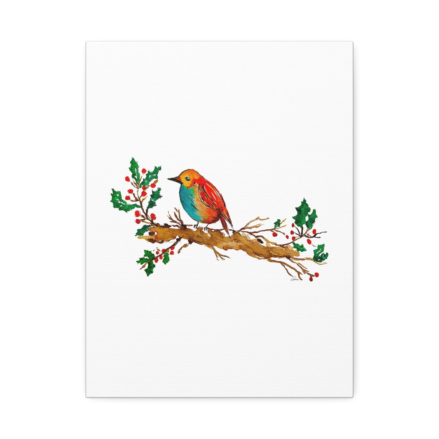 Bright Bird on a Branch Canvas Print