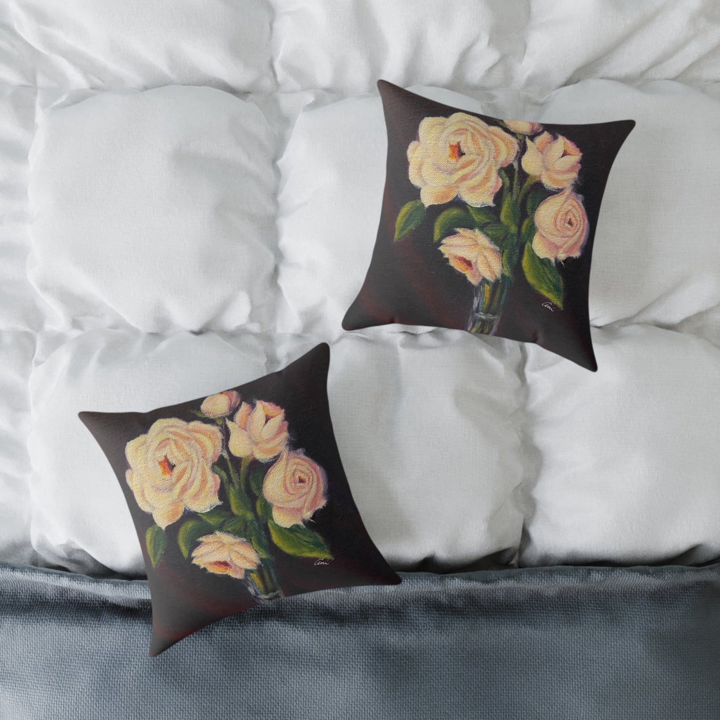Five Roses Poly Canvas Pillow