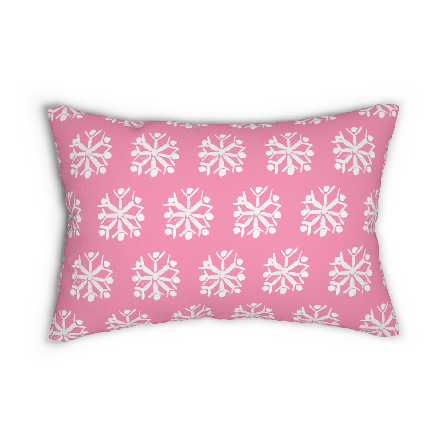 Snowflake Pink Lumbar Pillow