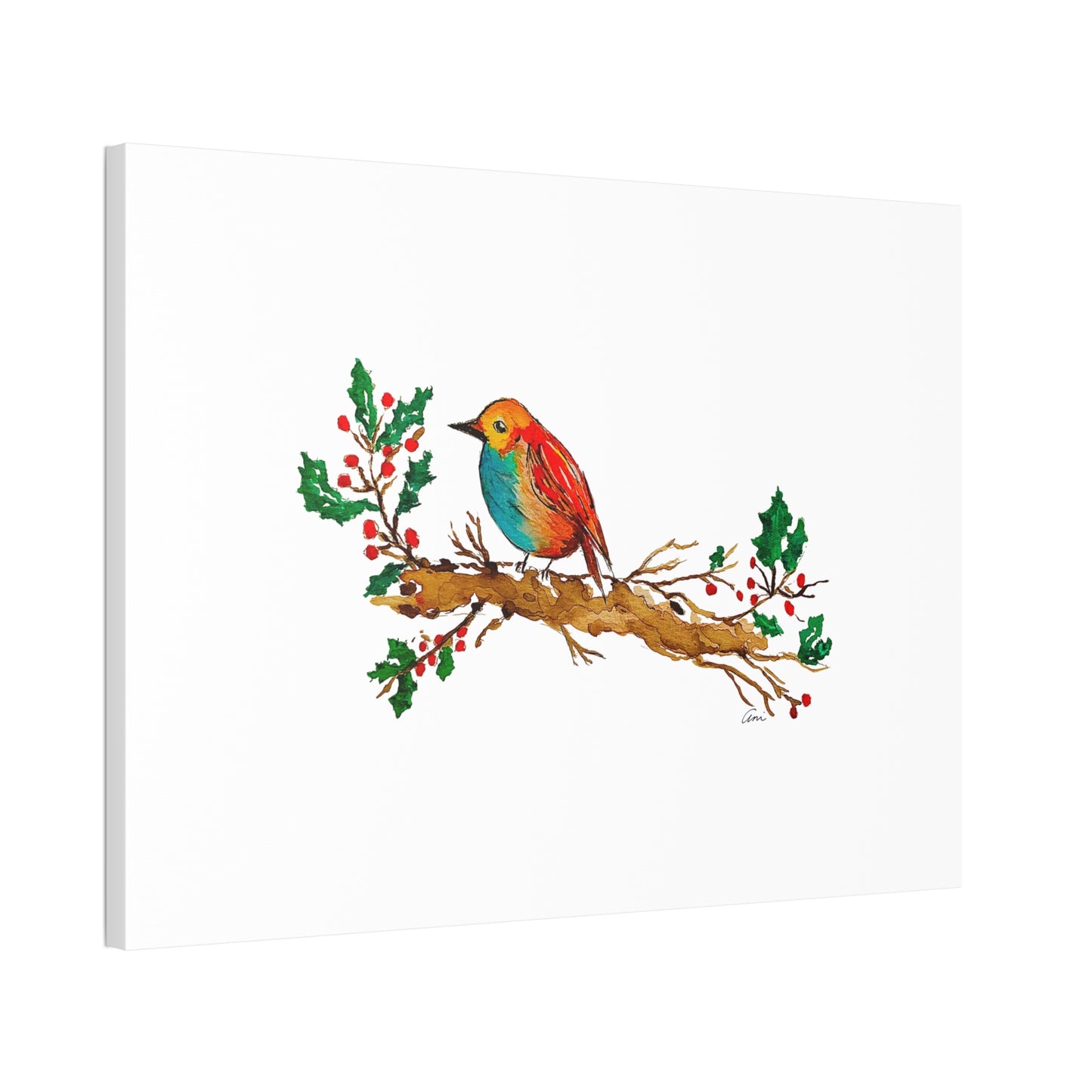 Bright Bird on a Branch Canvas Print