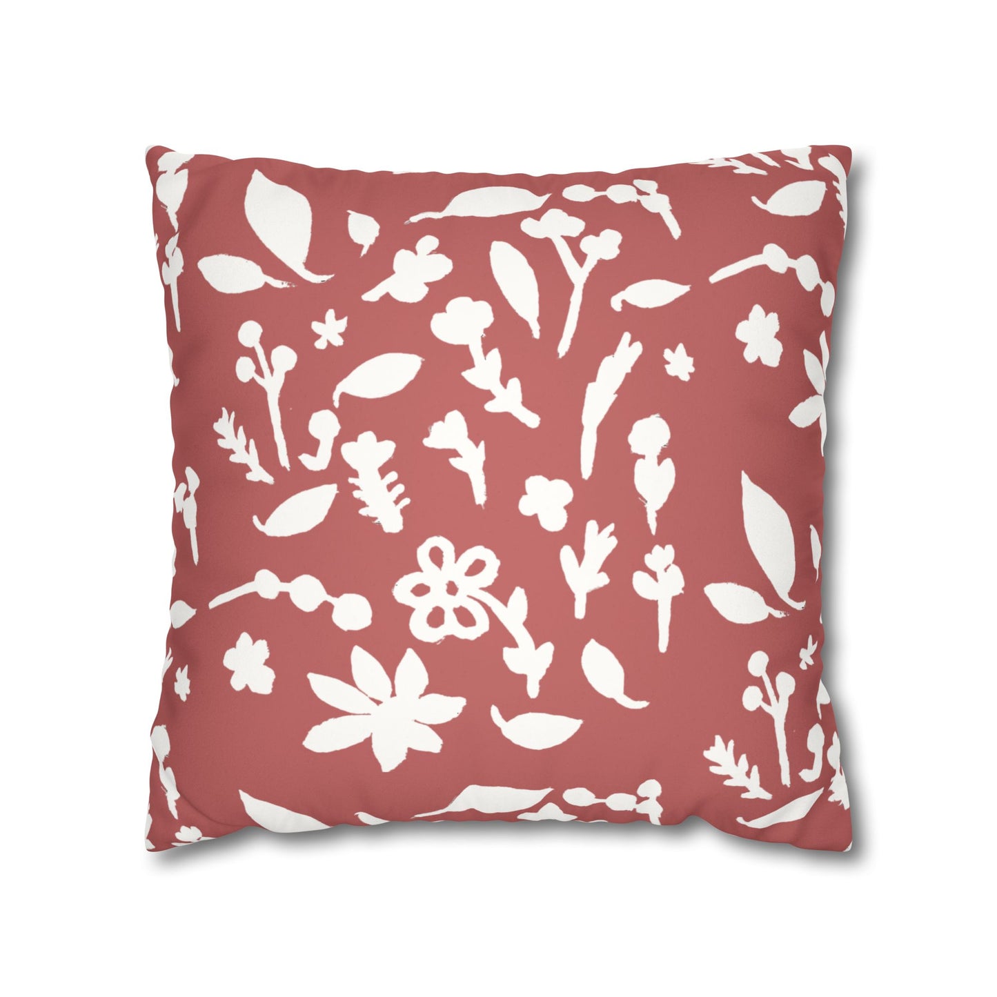 Rhubarb Fall Foliage Faux Suede Square Pillowcase
