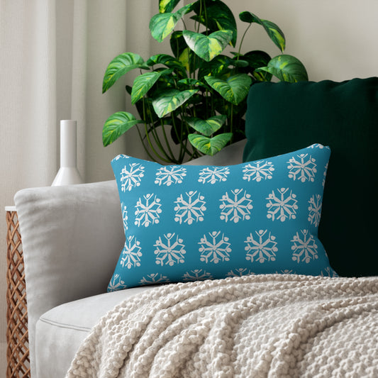 Snowflake Turquoise Lumbar Pillow