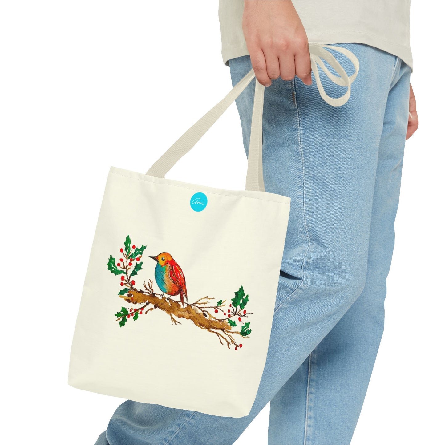 Bright Bird on a Branch Ivory Tote Bag