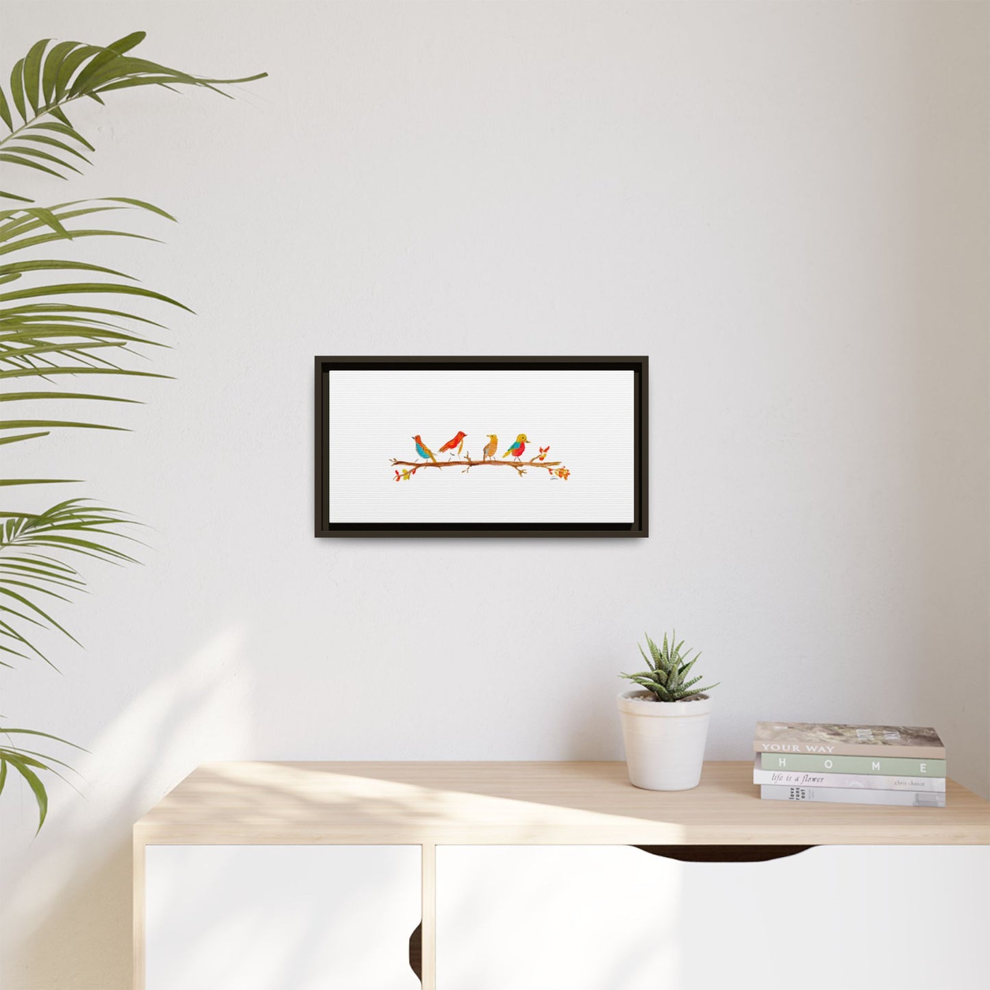 Birds on a Branch Gallery Canvas Print with Frame