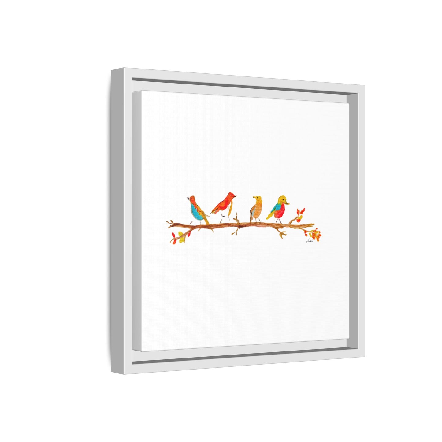 Birds on a Branch Gallery Canvas Print with Frame