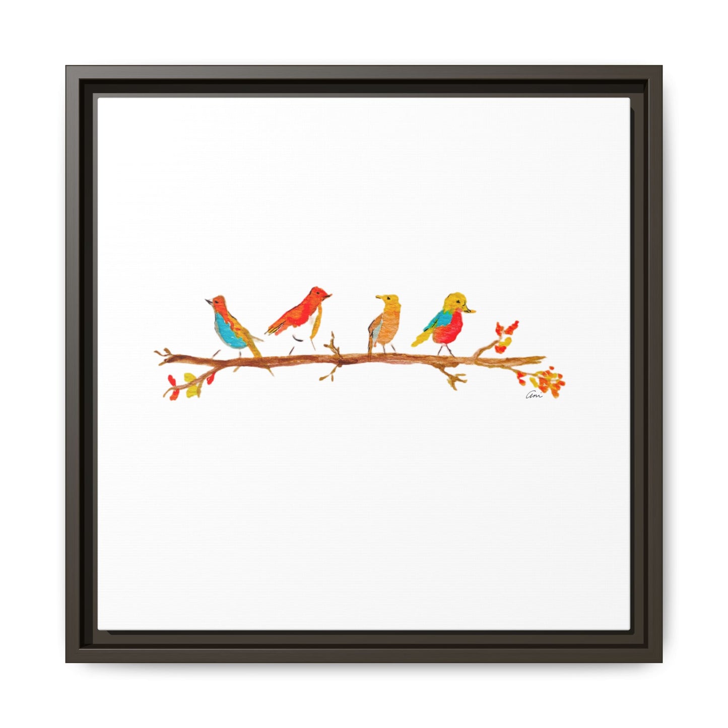 Birds on a Branch Gallery Canvas Print with Frame