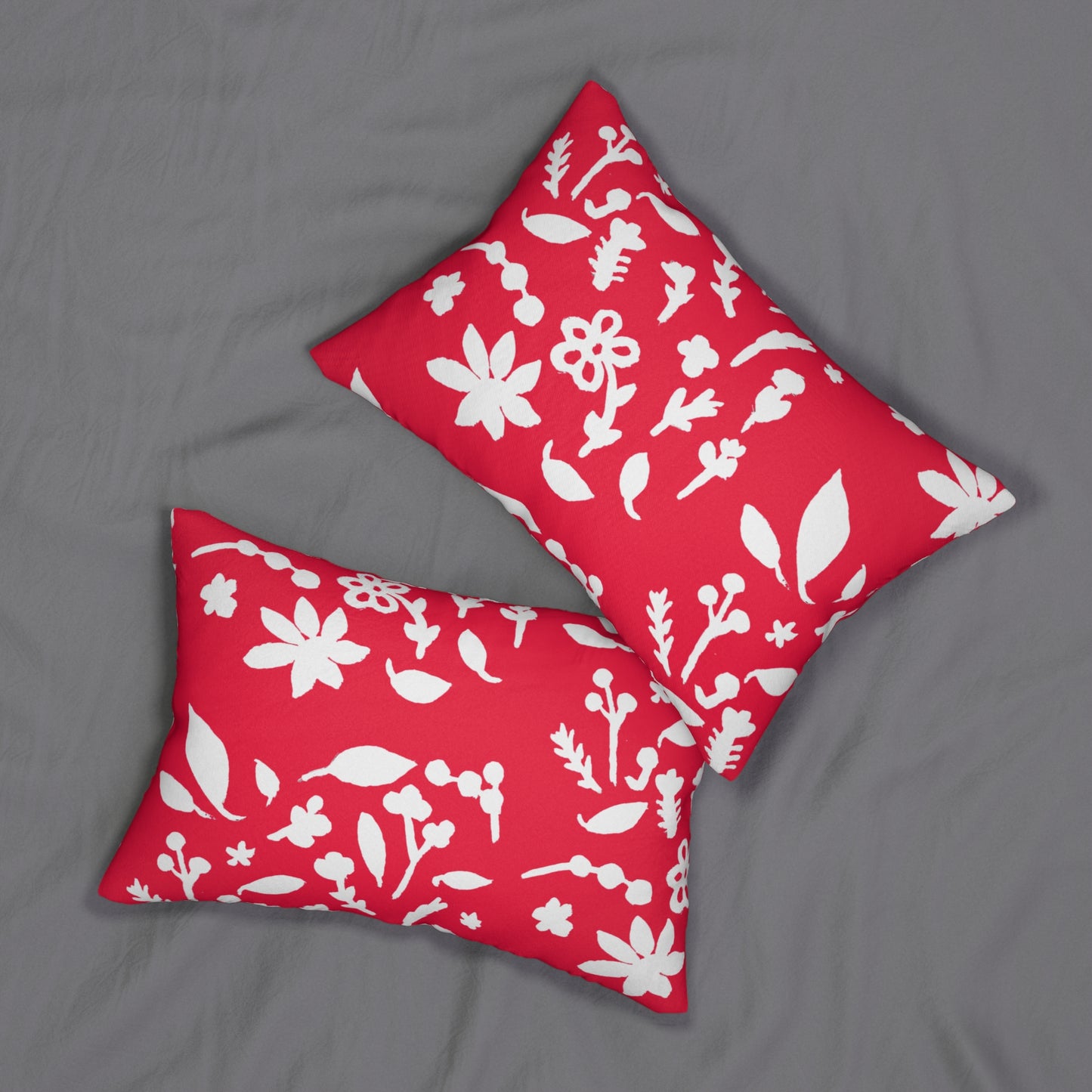 Rose Red Fall Foliage Lumbar Pillow