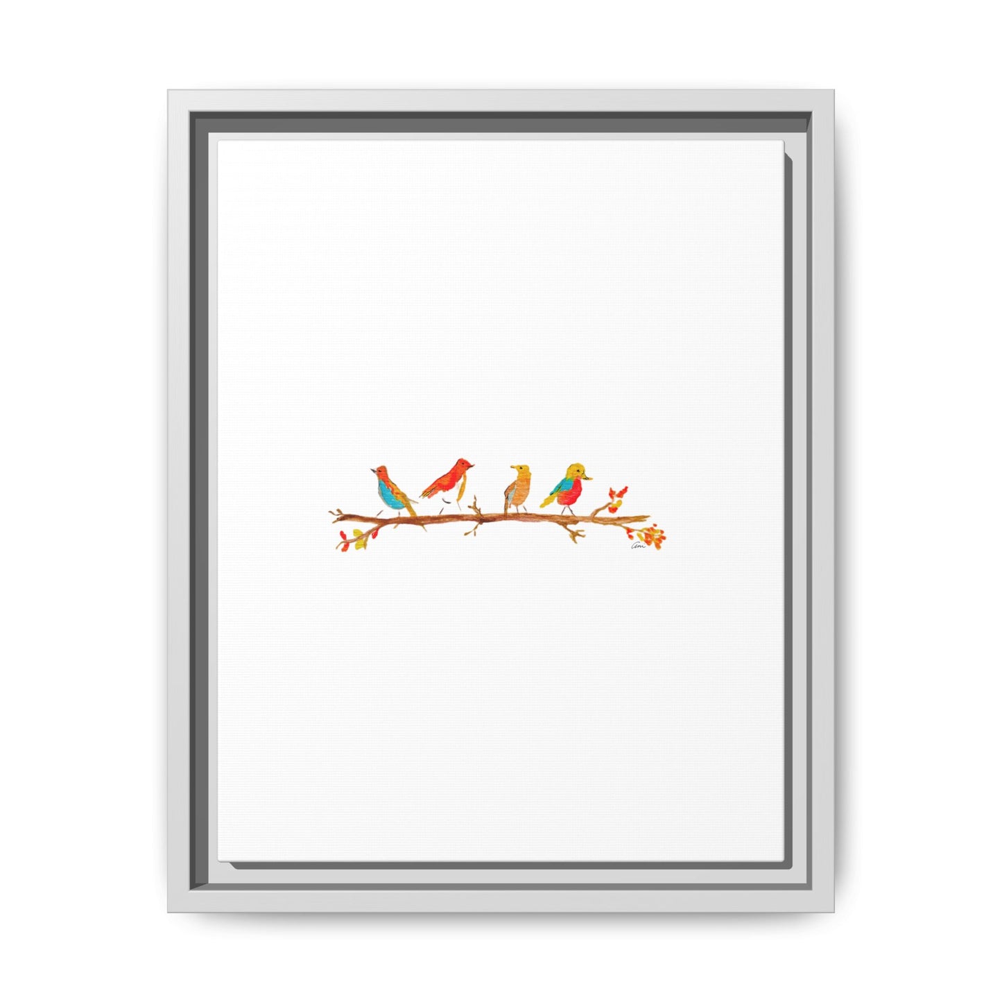 Birds on a Branch Gallery Canvas Print with Frame