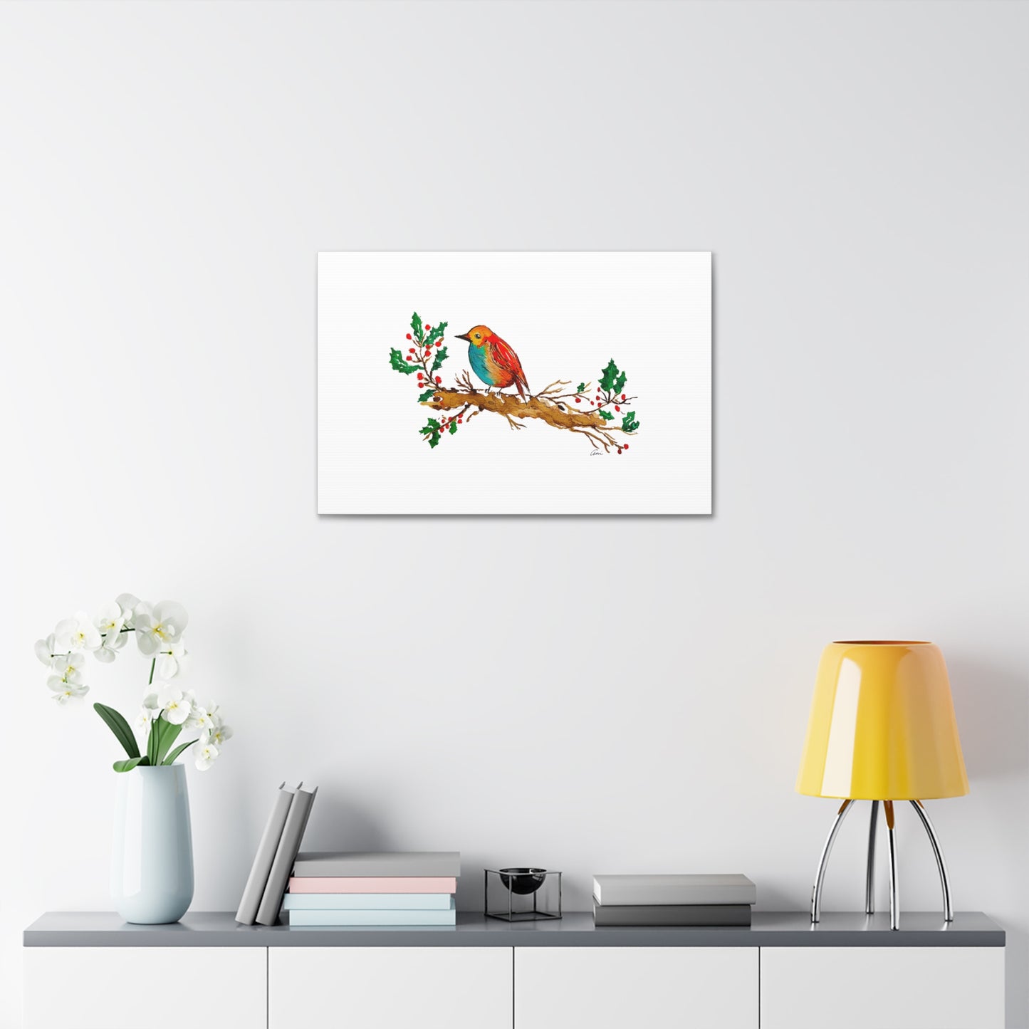Bright Bird on a Branch Canvas Print