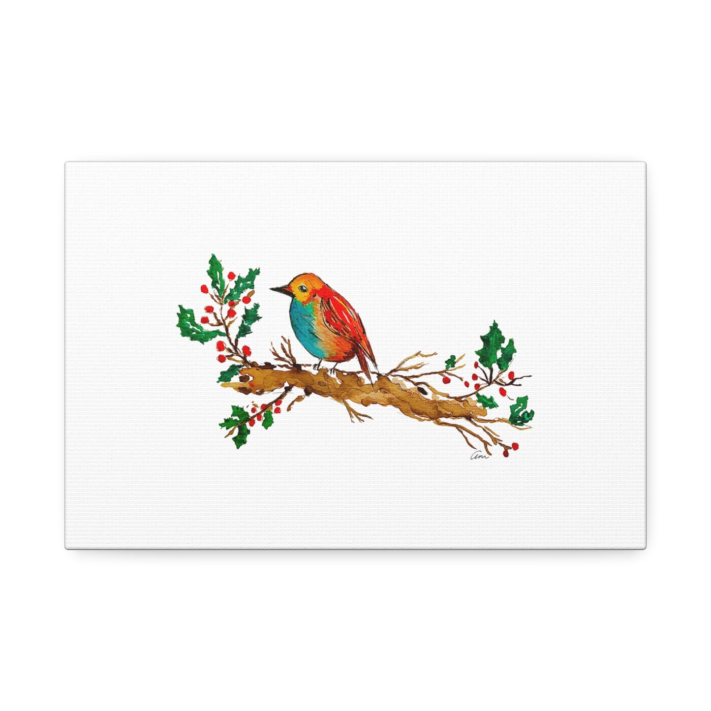 Bright Bird on a Branch Canvas Print