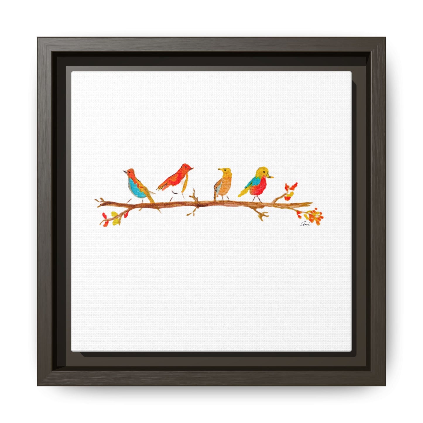 Birds on a Branch Gallery Canvas Print with Frame