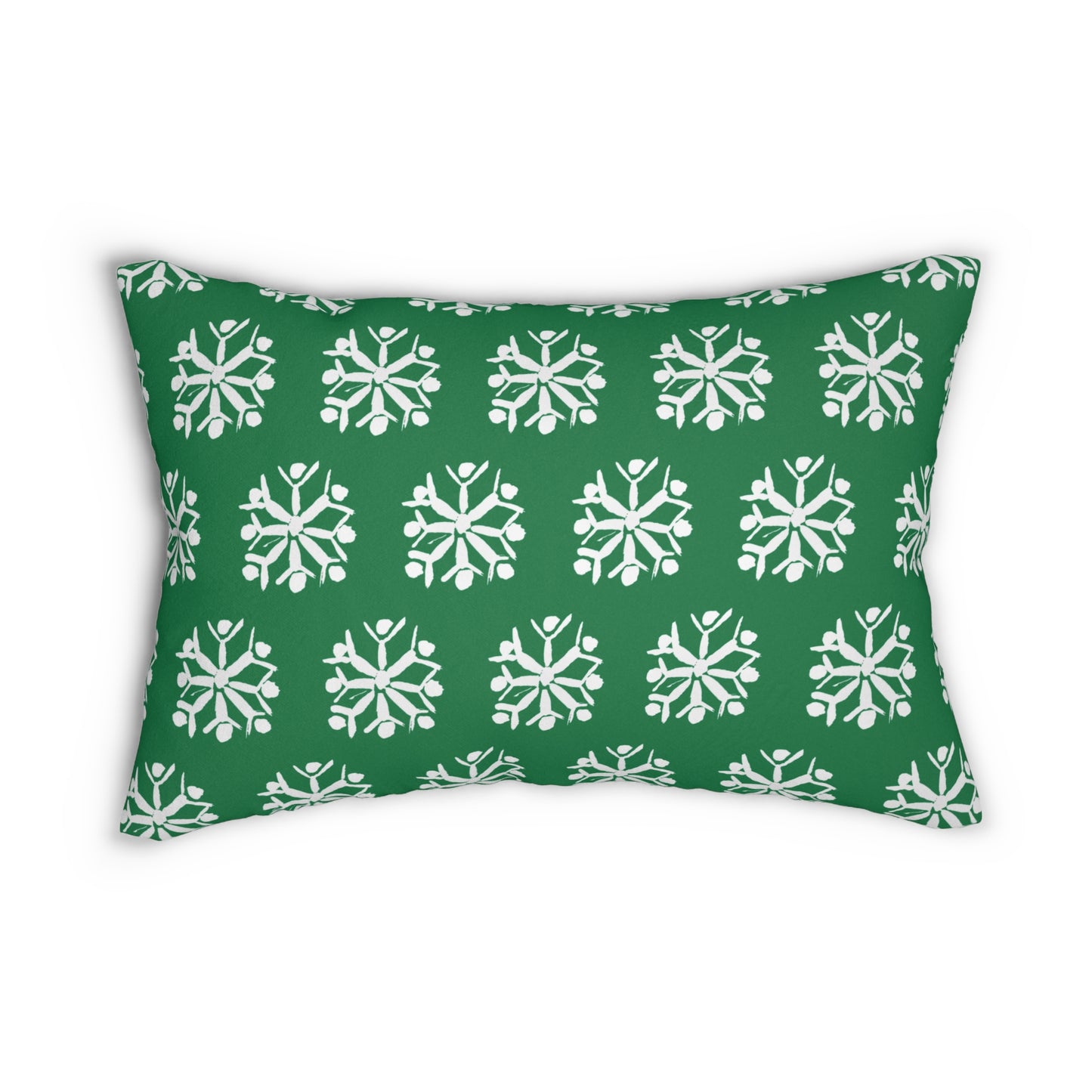 Snowflake Green Lumbar Pillow