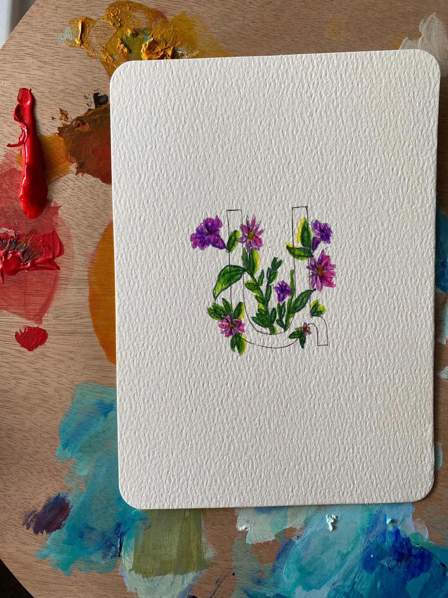 Custom Floral Armenian Letter Watercolor