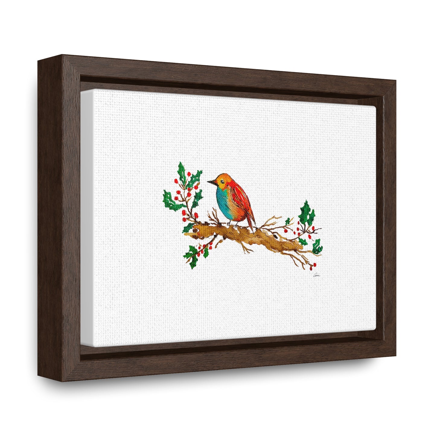 Bright Bird on a Branch Gallery Canvas Wrap with Horizontal Frame