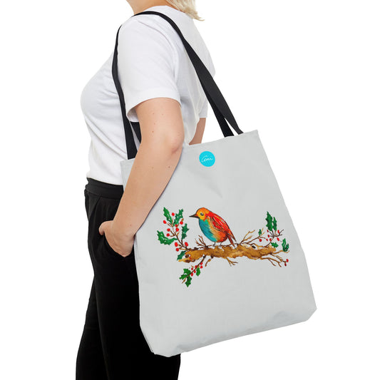 Bright Bird on a Branch Light Grey Tote Bag