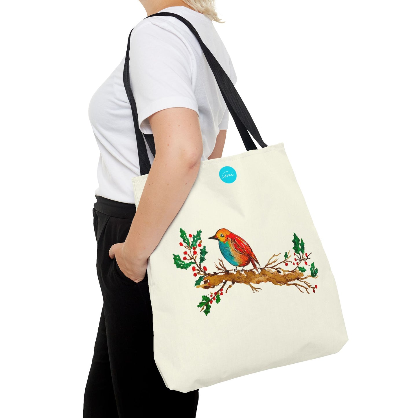 Bright Bird on a Branch Ivory Tote Bag