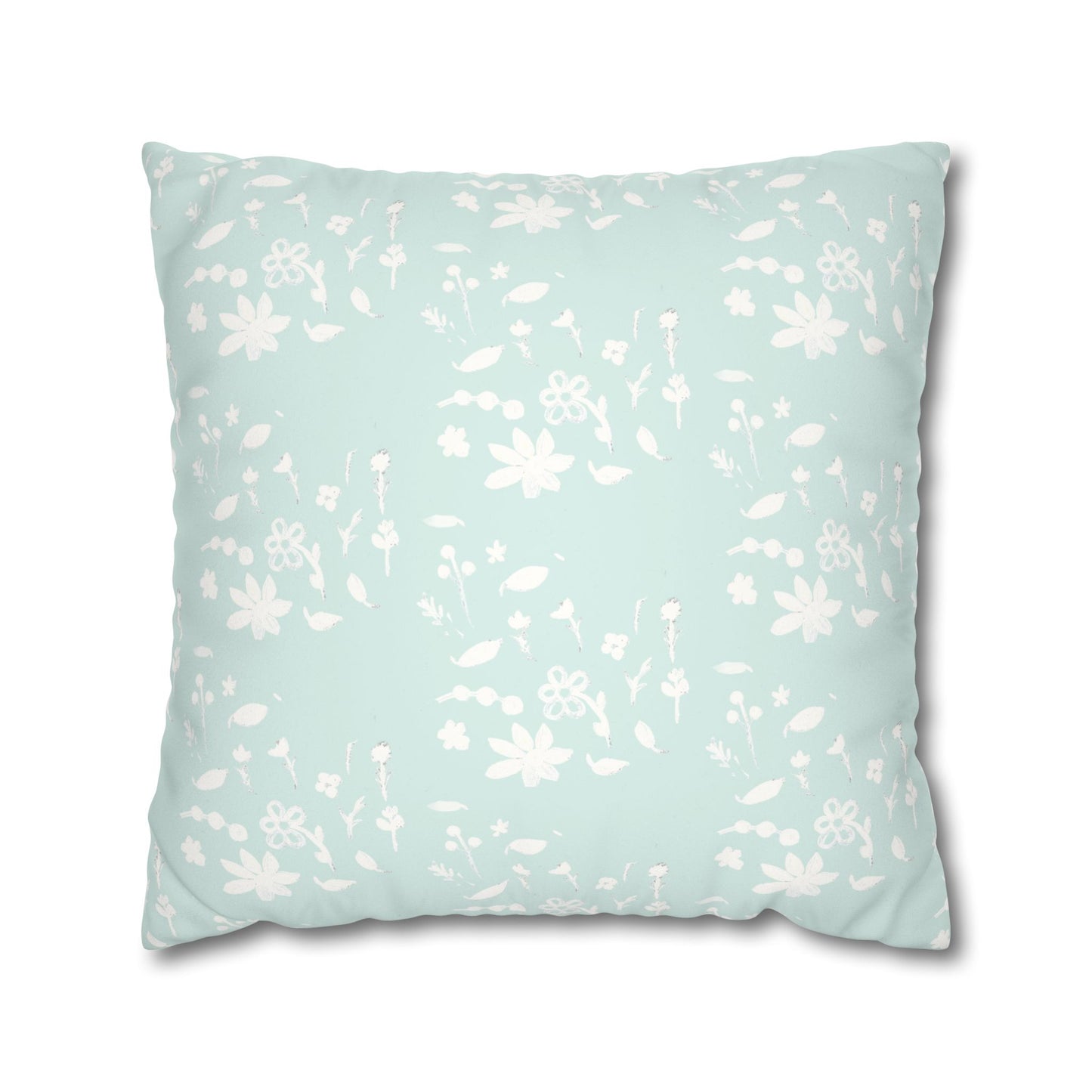 Autumn Foliage Faux Suede Square Light Blue Pillowcase