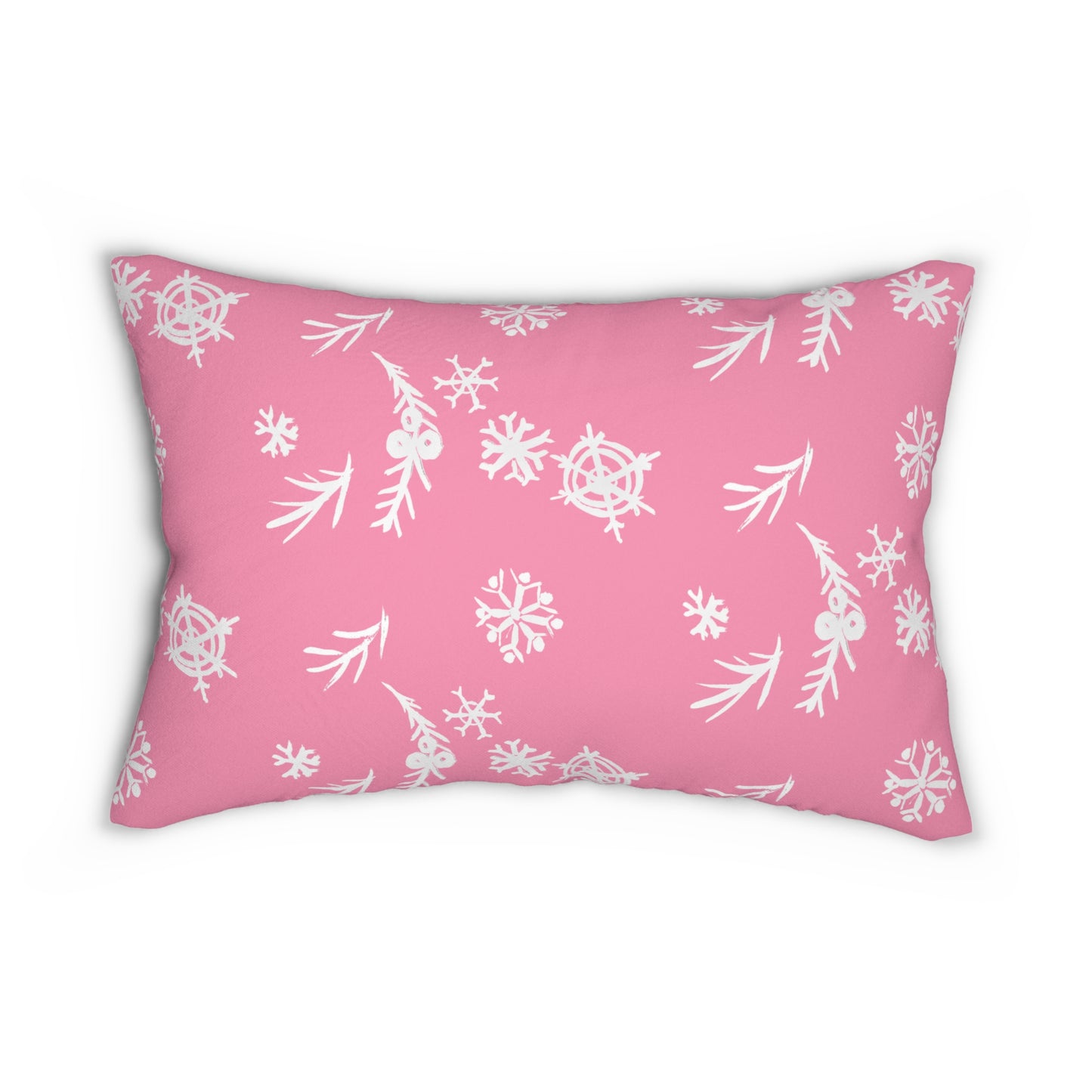 Snowflake Pink Lumbar Pillow