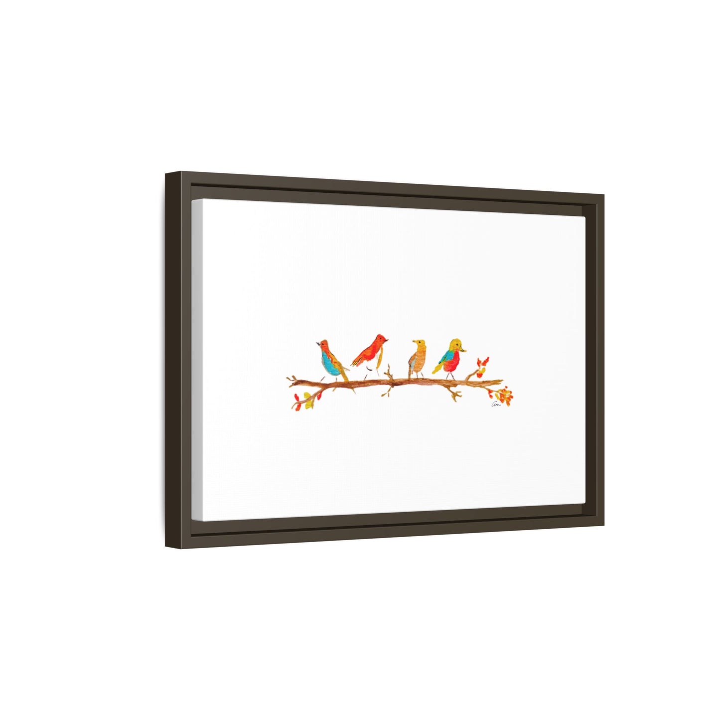 Birds on a Branch Gallery Canvas Print with Frame
