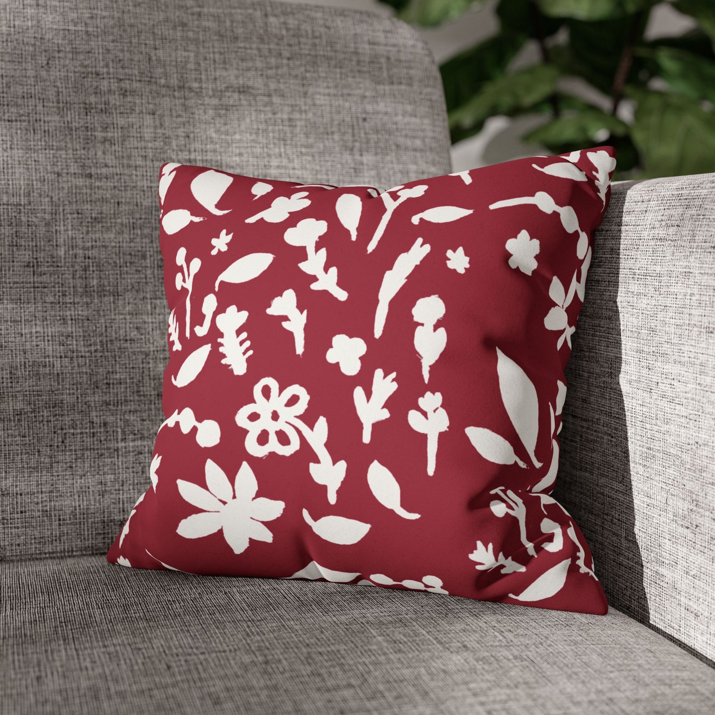 Cherry Cobbler Fall Foliage Faux Suede Square Pillowcase