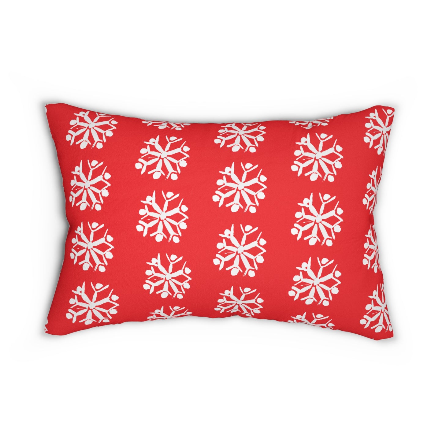 Snowflake Red Lumbar Pillow