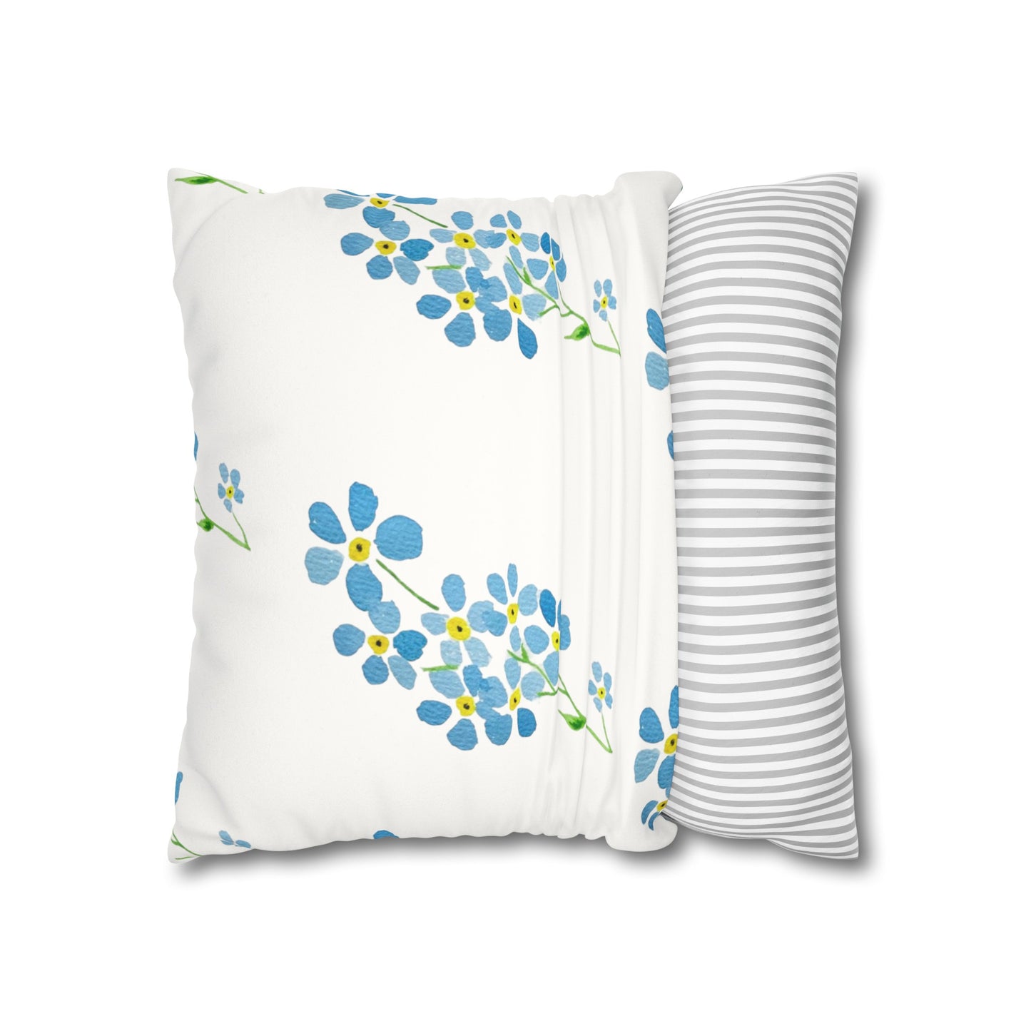 Forget Me Not Floral Faux Suede Square Pillowcase