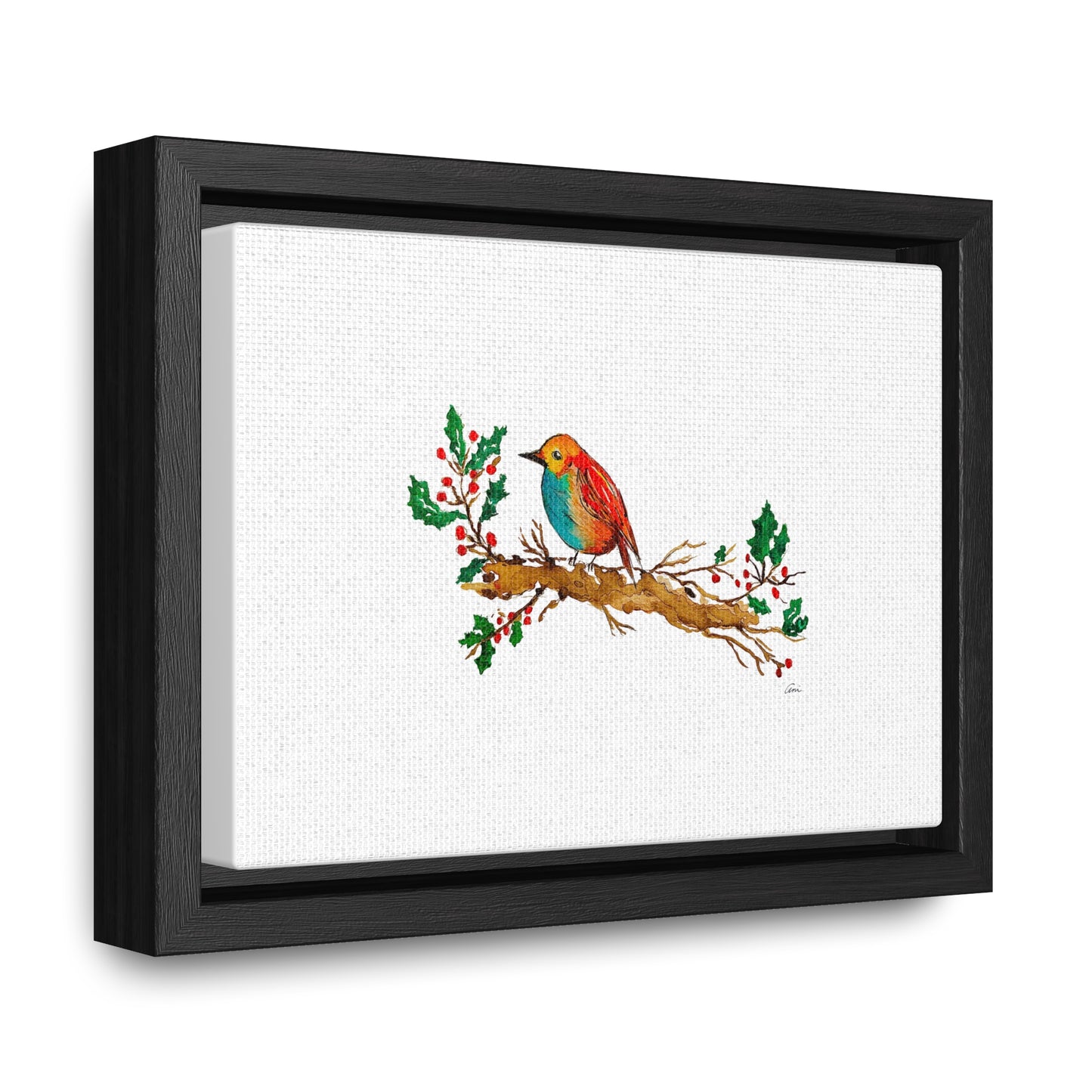 Bright Bird on a Branch Gallery Canvas Wrap with Horizontal Frame