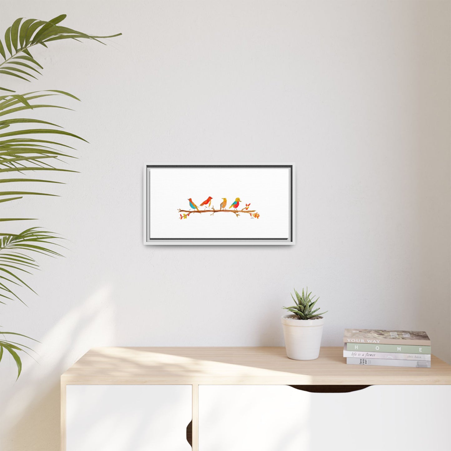 Birds on a Branch Gallery Canvas Print with Frame